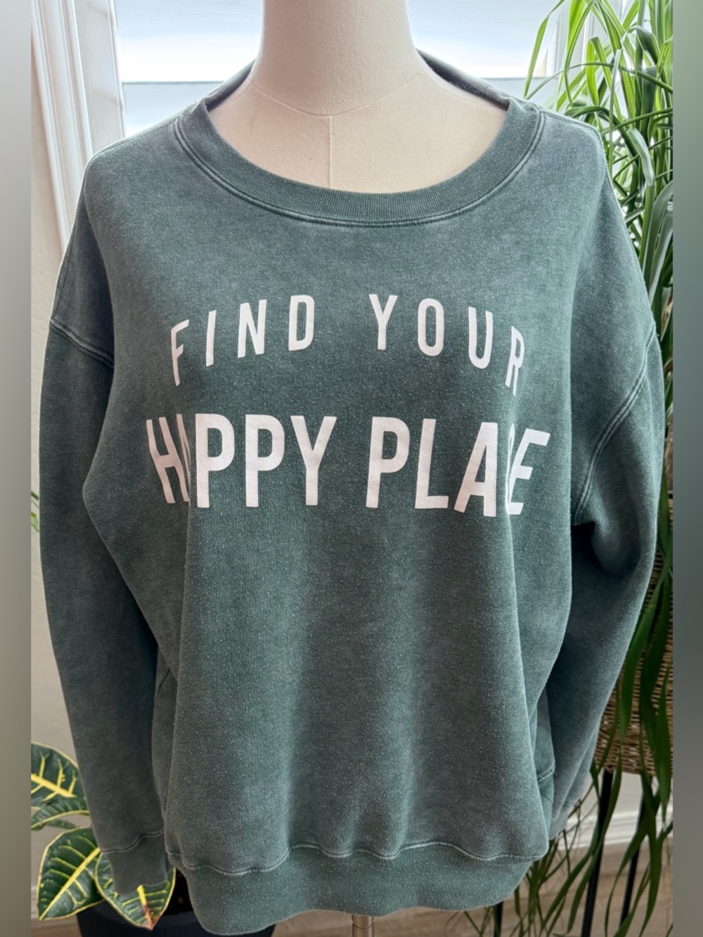 Awake Forest Green 'Find Your Happy Place' Graphic Sweatshirt